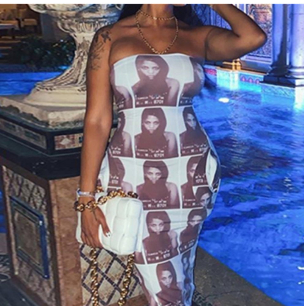 Ladies Black and White Tube Dress .
